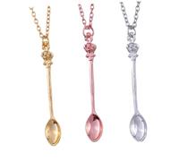 ibasenice 3 piezas Collar de Aleación con Colgantes de Cuchara y de Dorado Plateado y Rosa Joyería Vintage para Mujer y Hombre Accesorio Elegante y Versátil