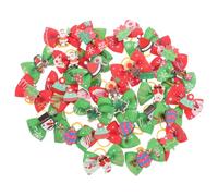 ibasenice 30 Piezas de Lazos Pelo de Perro en Color Rojo, Diseño Navideño de Tela, Sujetan el Cabello para Uso Diario en Perros y Cachorros Varios Estilos