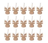 ibasenice 30 Unidades Adornos de Madera para Árboles de Navidad Forma de Reno, Colgantes DIY Beige Cuerda de Yute, Fáciles de Colgar para Decoración Festiva y Paredes