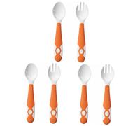 ibasenice 3juegos Cubiertos Para Bebés Inoxidable Entrenamiento De Autocomida Cucharas y Tenedor Para Comedores Guarderías y Picnics Naranja