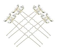 ibasenice 4 Horquillas para Pelo de Boda para Mujer y Adolescente, Palito de Pelo para Moños, Aleación de Zinc Cristales de Imitación Blancos, Diseño Elegante y Seguro para Eventos Formales