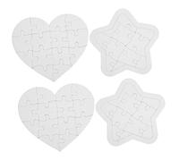 ibasenice 4 Juegos Puzzles Blanco para Pintar Piezas de Corazón y para Manualidades DIY Material de Grueso para Decorar con y Acuarelas Desarrollo de Coordinación Infantil