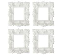 ibasenice 4 Mini Marcos de Fotos Antiguos, rectangulares, Blancos y con | 2,2 x 1,85 pulgadas, estilo retro europeo, micro marcos de fotos vintage, mini accesorio fotográfico antiguo blanco para