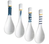 ibasenice 4 Piezas Cucharas de Sopa Chinas de Cerámica, Cucharas Soperas Japonesas Pequeñas, para Comida y Cocina, para Catering y Comidas Familiares