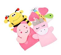 ibasenice 4 Piezas guantes para fregar esponja de baño para bebé marioneta de mano de unicornio guantes para niños guantes de ducha corporal guante de baño limpio Depurador toalla
