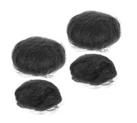 ibasenice 4 Piezas Moño Postizo Sintético Negro de Pelo de Alta Temperatura, Moño Desordenado para Mujer y Niña, Rellena Cabello Fino, para Cosplay y Rodajes de Cine