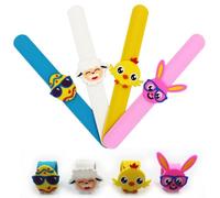 ibasenice 4 Pulseras de Silicona Diseño de Pollito y Huevo de Pascua, Fáciles de Poner, Creativas Fiestas Infantiles y Premios Escolares
