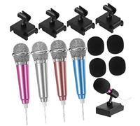 ibasenice 4juegos Micrófonos Pequeños con Cubiertas y Soportes para Cantar Casa con Teléfonos y Portátiles