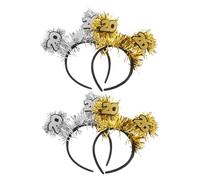 ibasenice 4piezas Diademas Decorativas Navideñas De Año Purpurina Dorada y Espumillón Diadema De Nochevieja Para Fiestas De Mujer