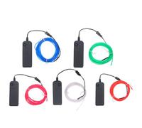 ibasenice 5 luces LED de cable - Tira de luz de neón portátil de 3 metros con paquete de baterías - Cable EL flexible y recortable - Tiras de ropa LED para decoración de Halloween, fiestas y días