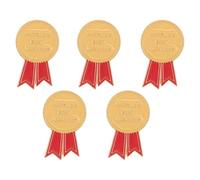 ibasenice 5 piezas de broches de solapa de aleación para profesores, medalla con broche de cinta roja, el mejor broche para profesores para mostrar aprecio, regalo para tutores y personal del aula.