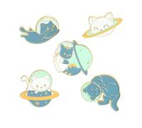 ibasenice 5piezas Broches de Dibujos Animados para Ropa Insignias de Gato de Diseño de Planetas y Espacio Accesorios de Ropa para Mujer