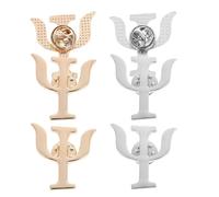 ibasenice 6 Broches de Aleación Símbolo Psi para Mujeres Psicólogas y Psiquiatras, Diseño Vintage en Dorado y Plata Cierre Seguro para Trajes y Cumpleaños