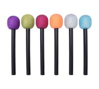 ibasenice 6 micrófonos de Juguete: Set de micrófonos de Juguete - Accesorios de Karaoke para Juegos de simulación, con Purpurina para Cosplay de Estrella de Rock, Fiestas de Baile de Halloween y