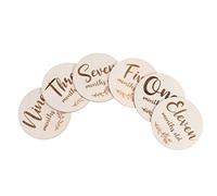 ibasenice 6 Piezas Tarjetas De Logros Mensuales De Madera Natural Accesorios De Fotografía para Bebés De Madera para Fotos De Recién Nacido Primer Mes De Vida
