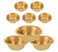 ibasenice 8 Cuencos de Cobre Dorados para Rituales Budistas, Cuencos Sagrados para Ofrendas de Agua, Diseño Elegante y Ahorro de Espacio para Altares Personales