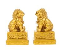 ibasenice Adorno Forma de León de Resina Dorada para Decoración de Oficina y Hogar, Estatua Única Diseño en Par para Decoración de Mesa