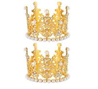 ibasenice Adorno para Tarta de Corona, 2 Mini Coronas Doradas de Princesa para Decoración de Cumpleaños, Bodas, Fiestas Y Baby Showers, 8,9 X 8,9 X 5,5 Cm