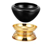 ibasenice Adornos De Cuenco Budista Cuenco De Yoga Creativo Negro De Gran Para Meditación De Yoga y Adorno De Escritorio Soporte Para Canto