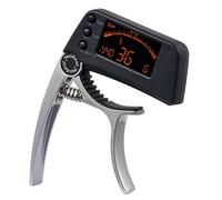 ibasenice Afinador De Guitarra Digital Lcd 2 1 Cejilla Para Guitarra Acústica y Eléctrica, Pantalla Brillante De Alta Sensibilidad, Compatible Ukelele y Banjo, Color Plateado