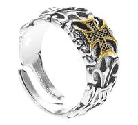 ibasenice Anillo Abierto Cruzado para Hombre Ajustable de Estilo Retro Diseño Vintage en Tono entre Dorado y Plateado Anillo Masculino de Moda Adecuado para Uso Diario y Ocasiones