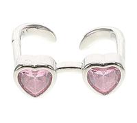 ibasenice Anillo Abierto De Corazón Rosa, Anillo Ajustable De Aleación Para Dedos, Joyería Creativa Para Parejas, Diseño Juguetón Para Dedo Índice, Moda Romántica y Ligera