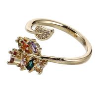 ibasenice Anillo Ajustable Diseño Geométrico Hojas y Flores Anillo Envolvente para Mujer Joyería de Metal Ligero Micropavé Brillante Ocasiones Casuales y Formales