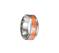 ibasenice Anillo de Pareja Unisex Noctilucente Electrocardiografía Acero Inoxidable Naranja Talla 7 para Hombres y Mujeres Ocasión Fiesta Boda Reuniones