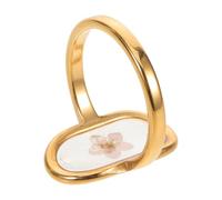 ibasenice Anillo Mujer Ovalado de Flor Seca con Decoración Natural Joyería Dorada de Acero Inoxidable Delicado Regalo para Aniversarios y Ocasiones Especiales