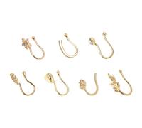 ibasenice Anillos de Nariz Clip de Cobre Dorado sin Perforar 7 Piezas para Mujer Joyas Nasales de Corazón Ligeras para Uso Diario y Obsequio de Moda Varios Estilos