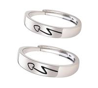 ibasenice Anillos de Pareja Ajustables Corazón Abierto Vintage, Acero Inoxidable, Ligero y Resistente, para Hombre y Mujer, Uso Diario y Obsequio Romántico, Tamaño Único, 2 Piezas