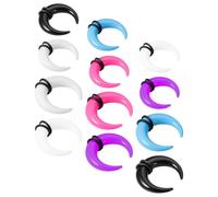 ibasenice Anillos de Tabique Nasal y Dilatadores de Oreja Acrílicos, Kit 12 Piezas 2Mm y 3Mm, Colores, Joyería para Piercing Corporal Mujer y Hombre, Uso Diario