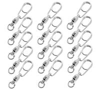 ibasenice Anzuelos Giratorios Inoxidable 30 Pcs Eslabón Giratorio de Doble Clips Pequeños para Señuelos Diseño de Bloqueo Rápido Accesorios de Pesca Herramienta para Pescadores