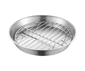 ibasenice Bandeja Redonda con Rejilla Separadora de Aceite y Agua para Hornear de Acero Inoxidable 304 Resistente Oxidación para Uso en Casa