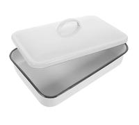 ibasenice Bandeja Tapa de Esmalte Blanco para Hornear, Multiusos 4 Puntos de Apoyo Base, Adecuado para Cenas Familiares y Postres de Fin de Semana