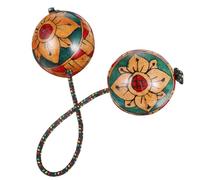 ibasenice Bola Rítmica Artesanal De Madera Instrumento De Percusión Mano Para Agitación Shaker Musical De Doble Bola Natural Portátil Para Entretenimiento y Ritmo