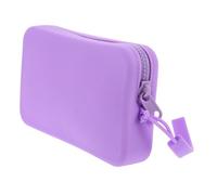 ibasenice Bolsa de Maquillaje y Neceser de Silicona Rectangular, Portátil Cremallera, para Mujer, Organizador Compacto Adecuado para Viaje y Almacenamiento, Color Morado Pequeño