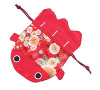 ibasenice Bolsa de Obsequio Roja Grande para Bodas Cordón Estilo Japonés Bolsa de Dulces para Despedida de Soltera y Fiesta Monedero Portátil de Tela Diseño de Pez Dorado