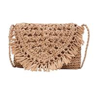 ibasenice Bolso Bandolera De Paja Natural Tejido, Bolso De Mano Femenino, Color Caqui, Estilo Casual, Ligero y Espacioso, Adecuado Para Verano y Uso Diario, Diseño Trenzado y Moderno