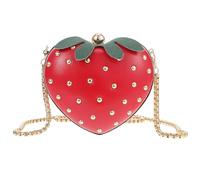 ibasenice Bolso Bandolera Forma de Fresa Rojo Bolso Cruzado Ligero Resistente para Mujer y Niña Kawaii Tejido Frutas para Viaje y Uso Diario