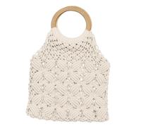 ibasenice Bolso Tote de Algodón Trenzado Hecho Mano para Mujer Bolso de Playa Blanco Macramé para Uso Diario y Verano para Niñas y Adolescentes