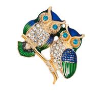ibasenice Broche de Aleación Forma de Búho Broche Alfiler de Pecho Cristal y Esmalte Accesorio Decorativo para Ropa y Vestidos de Mujer y Niña Adecuado para Fiestas y Eventos