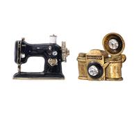 ibasenice Broches Creativos para Mujer, Set 2 Piezas Pin de Solapa Esmaltado en Forma de Cámara Negra y Broche Disco Vinilo Dorado, Accesorio Retro para Decoración de Ropa y Eventos