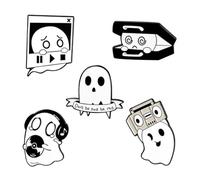 ibasenice Broches de Solapa Esmaltados de Fantasmas 5 Piezas, Aleación Resistente, Estilo Punk Gótico, para Mujer, Mochilas y Ropa Casual, Diseño Artístico y Compacto