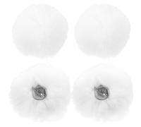 ibasenice Broches Decorativos con Pompones de Lana Artificial Blancos de 8 Cm, Cómodos y Resistentes, Ideales para Sombreros y Joyería en Manualidades Diy, Pack de 4 Piezas