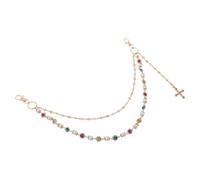 ibasenice Cadena para Pantalones con Perlas de Imitación y Colgante de Cruz Multicolor Cinturón de Hip Hop Decorativo para Mujer Accesorio de Moda para Festivales y Uso Diario