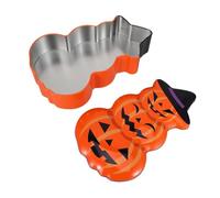 ibasenice Caja de Almacenamiento de Hierro Hermética y Multifuncional con Forma de Calabaza Naranja para Halloween Adecuada para Distribuir Dulces en Temporada de Caída