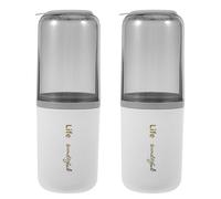 ibasenice Caja de Almacenamiento Portátil para Cepillos de Dientes y Pasta Dental con Orificio de Drenaje, Set 2 Piezas Gris, Material Resistente PS PP TPR, Adecuado para Viajes y Uso
