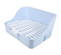 ibasenice Caja de Arena para Conejos Azul, Baño de Conejito Base Filtrante Antiólor, Orinal Cuadrado para Entrenamiento de Mascotas Pequeñas como Cobayas y Hámsteres, Accesorio para Jaula