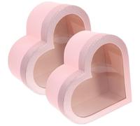 ibasenice Caja de Obsequio en Forma de Corazón para Flores Preservadas, Set de 2 Piezas, Color Rosa, Ventana Transparente, Adecuado para Embalaje de Flores y Regalos de San Valentín,